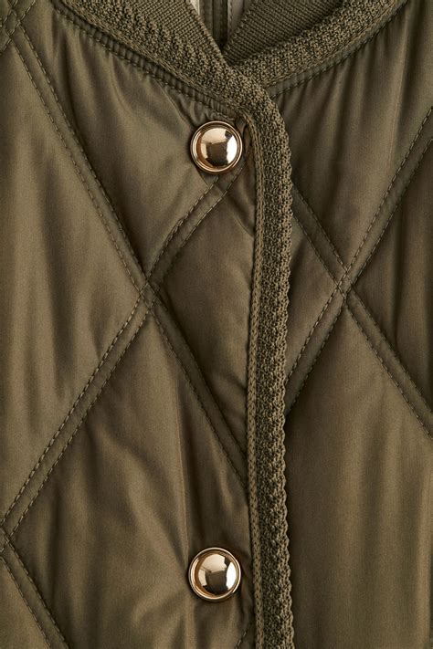 Quilted jacket - Dark khaki green - Ladies | H&M IN