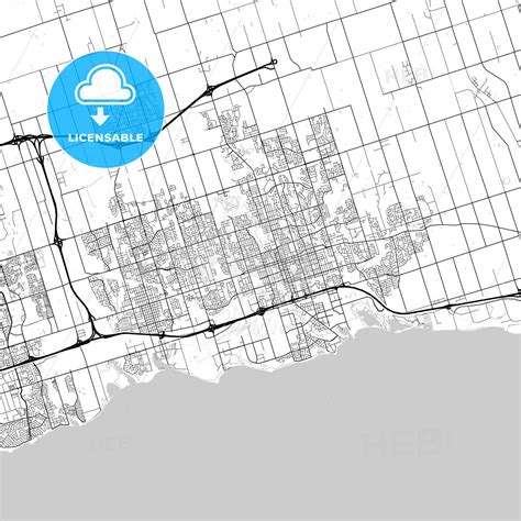 Oshawa, Ontario, Downtown City Map, Light – HEBSTREITS