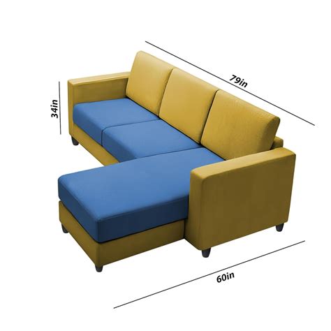 CASALIVING Stoiny RHS 4 Seater L Shape Sofa Set for Living Room (Blue