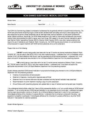 Fillable Online NCAA BANNED SUBSTANCES MEDICAL EXECPTION Fax Email ...