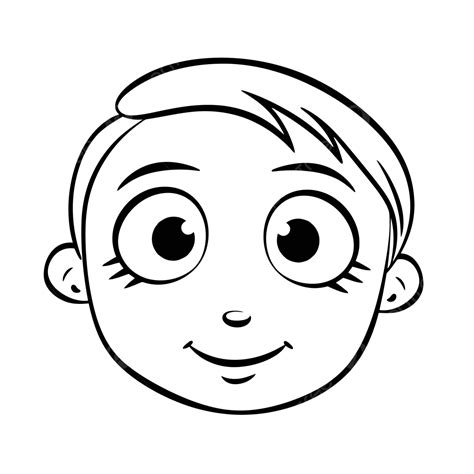 Childs Face Drawing With Eyes Coloring Page Outline Sketch Vector ...
