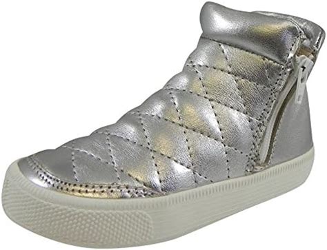 Buy Old Soles Kid's Zip Daley Silver Chalk Quilted Leather Zipper High ...