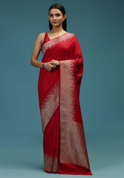 Shop Stylish Satin Zari Border Saree | Bombay Selections