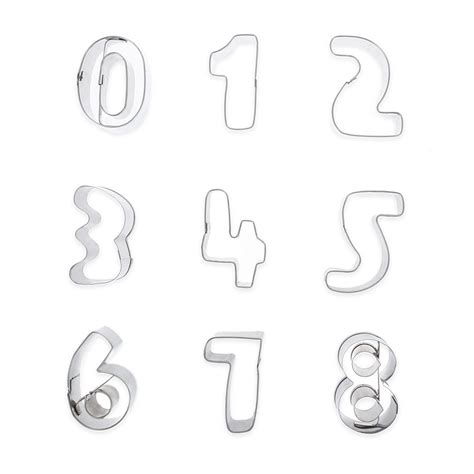 Zenuss 9pcs Stainless Steel 3D Digital Shaped Cookie Cutter Mold ...