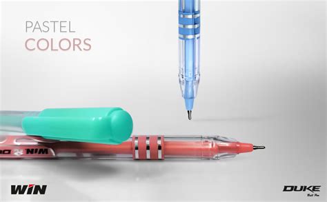 WIN Duke Ball Pens | 20 Blue Ink Pens | Assorted Pastel Colours | Ball ...