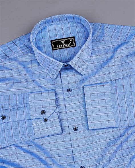 Mutex Blue Jacquard Check Premium Giza Shirt – Hamercop