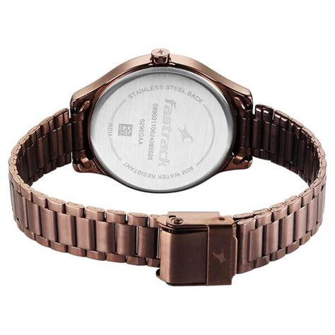 Buy Online Fastrack Stunners Quartz Analog Brown Dial Brown Metal Strap ...
