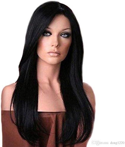Back Heat Resistant Synthetic Wig with Hair Bangs Long Straight Layered ...