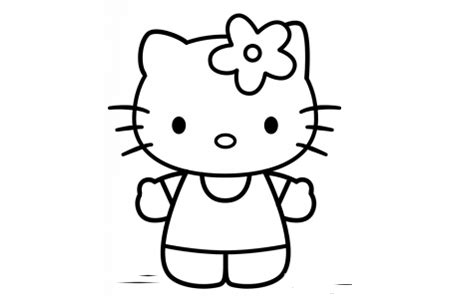 Hello Kitty猫简笔画图解教程_简笔画_巴士英语网