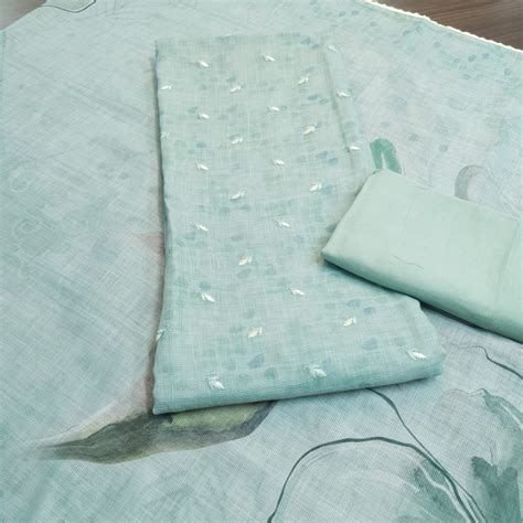 Set 48-13th May - Attractive Blue Linen Kutra - All Over Thread Buti ...