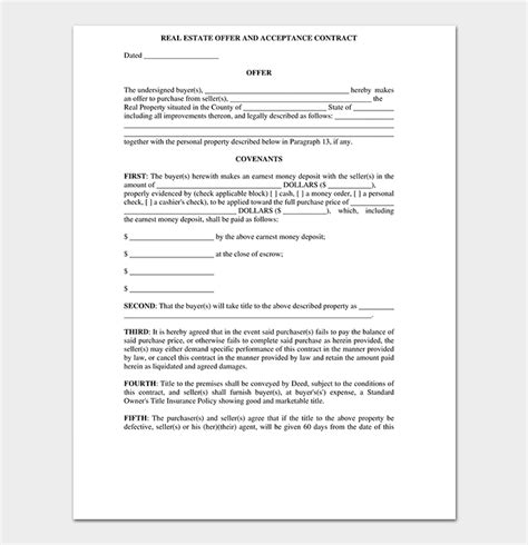 Image result for Real Estate Offer Form