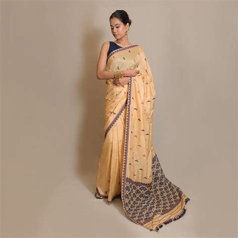 Saree - Mulberry silk & cotton, motifs in Eri silk