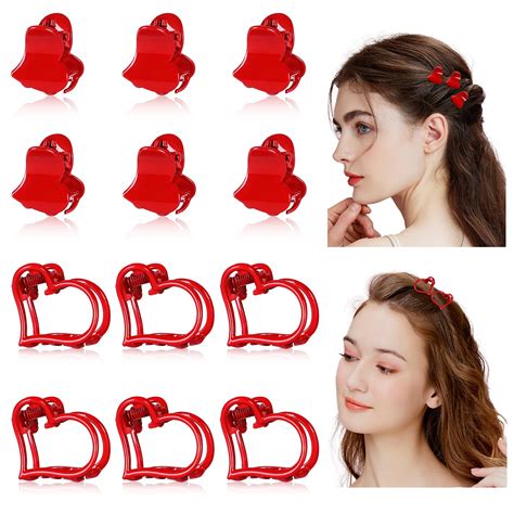 Amazon.com : 12PCS Mini Heart hair Claw Clips for Valentine‘s Day, Red ...