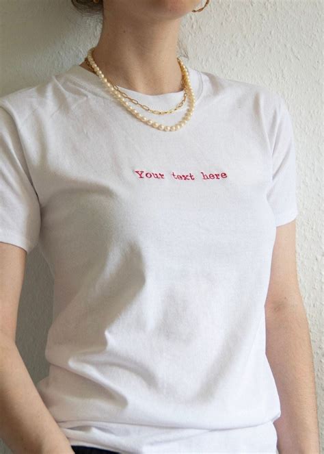 Personalized Embroidered T-shirt With Custom Text - Etsy