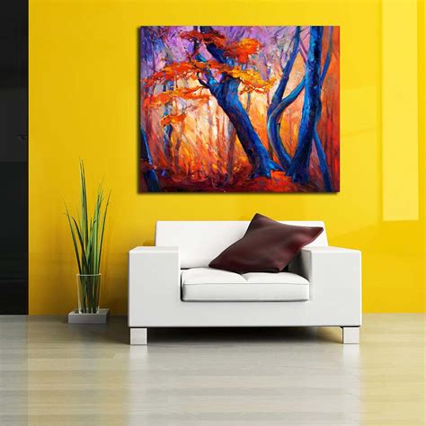 Artwork Of Beautiful Autumn Tree Canvas Painting Synthetic Frame ...