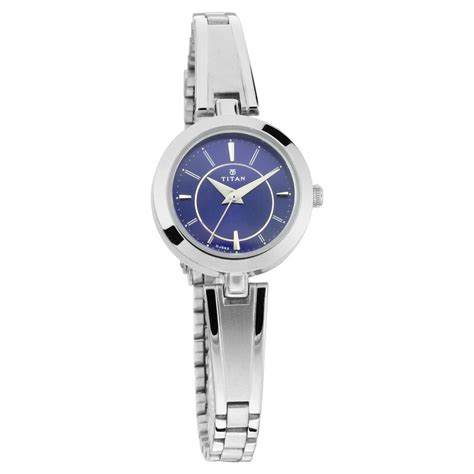 Buy Online Titan Quartz Analog Blue Dial Metal Strap Watch for Women ...