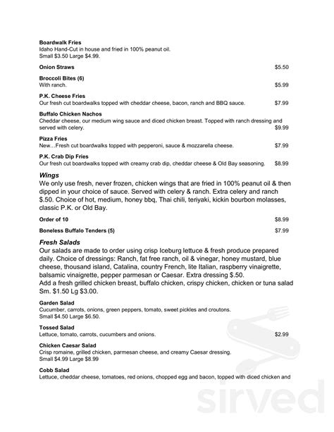 Pizza King menu in Laurel, Delaware, USA