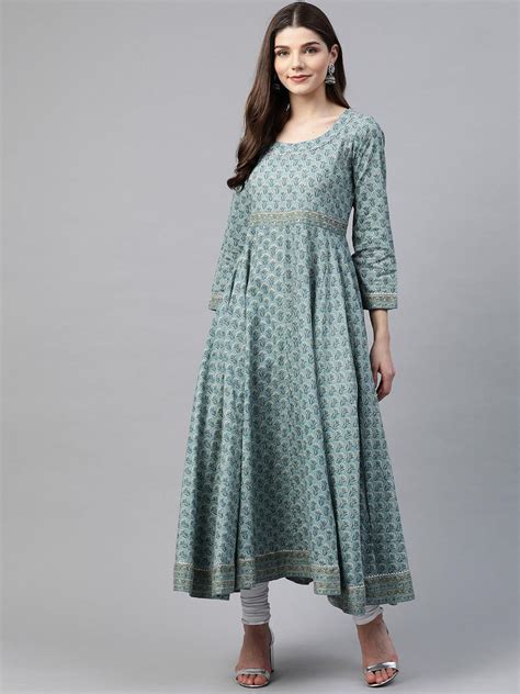 Divena Indigo Blue Printed High Low Kurta – divena world