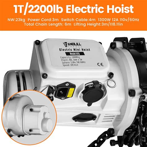 ANBULL 2200lbs FEC Chain Electric Lift Hoist Single India | Ubuy