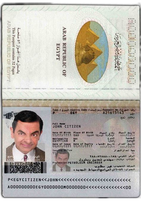 Egypt passport template in PSD format, fully editable
