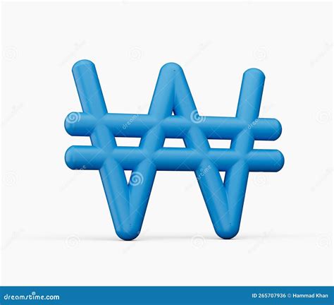 Blue South Korean Won Symbol, the Official Currency of South Korea. 3d Illustration Stock ...