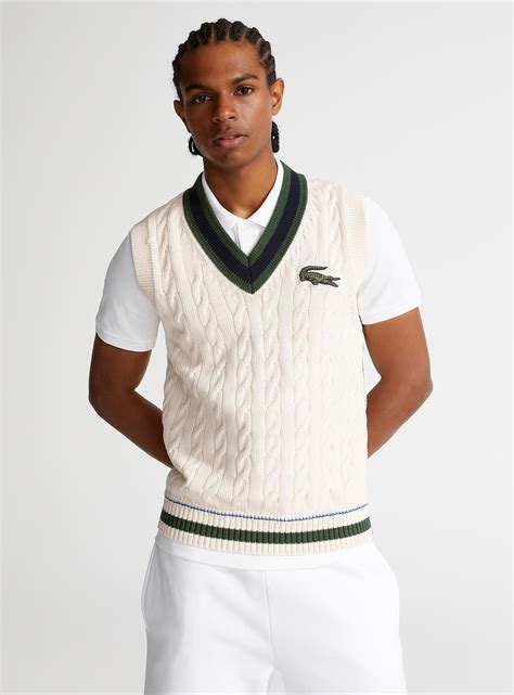 Lacoste Preppy Sweater Vest in White for Men | Lyst