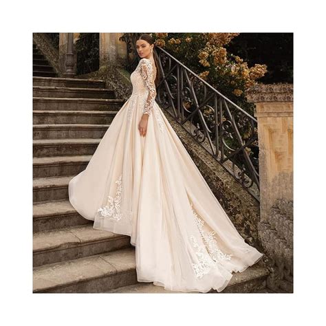 Buy V Neck Wedding Dresses for Bride Long Sleeves Bridesmaid Dress for ...