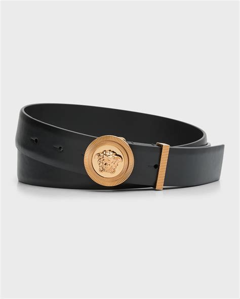 Giorgio Armani Men's Monogram-Buckle Leather Belt | Neiman Marcus