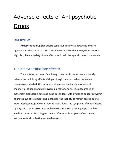 Adverse effects of Antipsychotic Drugs - Adverse effects of ...