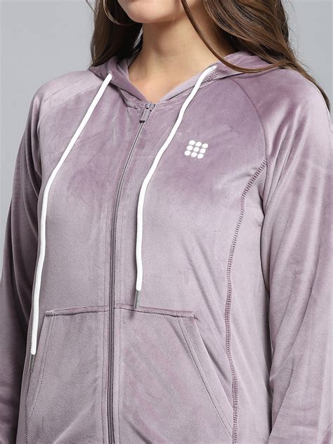 Buy Women Purple Solid Hooded Full Sleeve Tracksuit Online in India ...