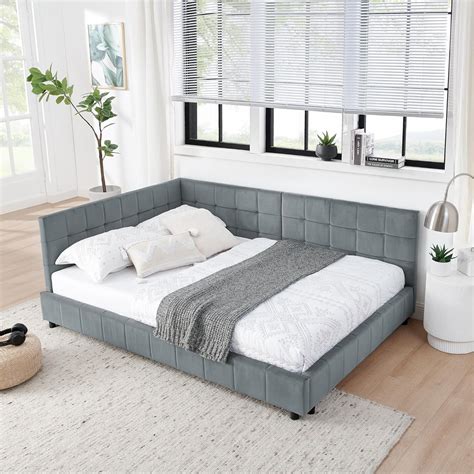 Amazon.com: SOFTSEA Full Size Upholstered Corner Bed, Modern Daybed ...