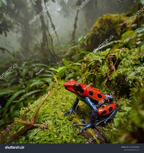 Strawberry Poison Dart Frog Amidst Dense Stock Photo 2432345995 ...