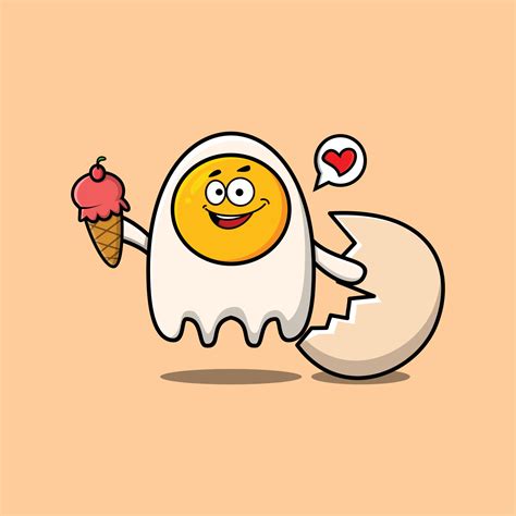 lindo personaje de dibujos animados de huevos fritos con helado 11743850 Vector en Vecteezy