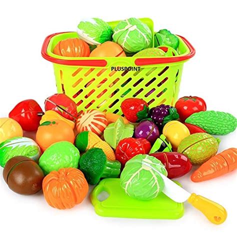 Buy PLUSPOINT Fruit Cut Toy with Storage Basket Realistic Sliceable ...