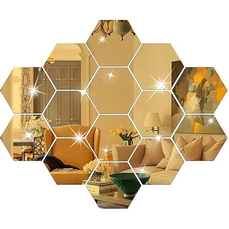 Buy Atulya Arts 3D Acrylic Mirror Hexagon Shape Wall Stickers (Gold ...