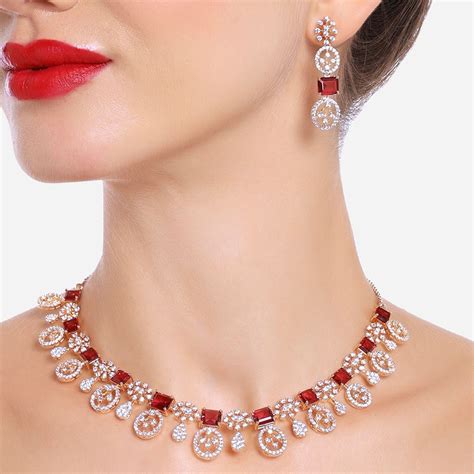 Buy Zaveri Pearls Rani Pink CZ Designer Brass Contemporary Necklace ...