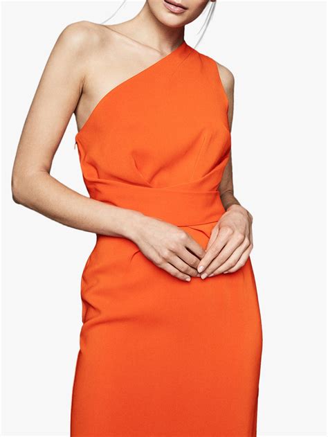 Reiss Laurent One Shoulder Pencil Dress, Orange, 6