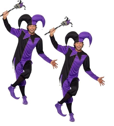 Halloween Adult Jester Costume Deluxe Medieval Jesters Fancy Dress Outfit | eBay