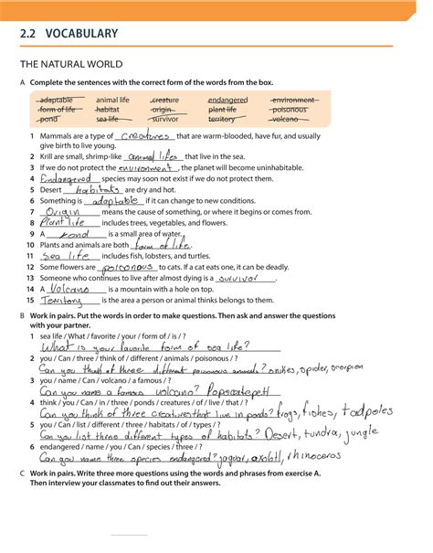 BUS Program Evolve 5 Lesson Plan 2 Handout 2 - THE NATURAL WORLD A ...