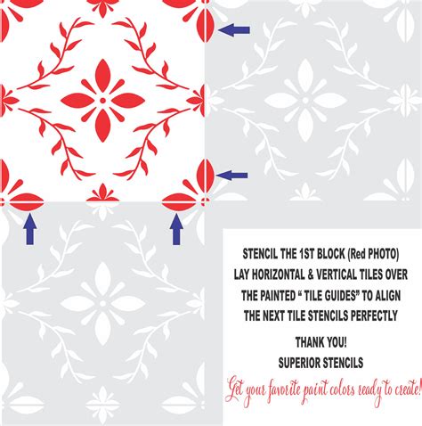 COTTAGE Garden Tile Stencils - Floor Stencil - Tile Painting - Wall ...