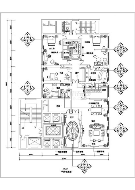 嘉兴市某四星级大酒店内部总统套房全套装修装饰设计CAD图纸_酒店_土木在线