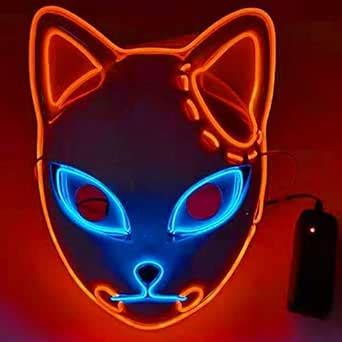 Buy Infinity Gauntlet Demon Slayer Fox LED Light-Up Mask with Scar ...