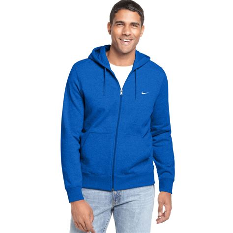 Nike Classic Fleece Full Zip Hoodie in Blue for Men | Lyst