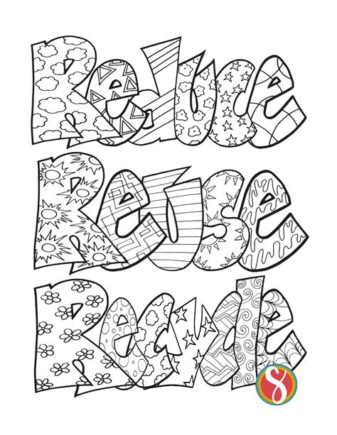 Free Reduce Reuse Recycle Coloring Pages — Stevie Doodles
