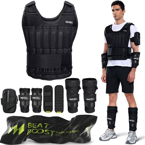 Weighted Vest Men BeatBoost 40 lb Adjustable Weight Vest with Wrist ...