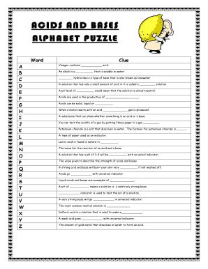 Acids And Bases Alphabet Puzzle Answer Key - Fill Online, Printable ...