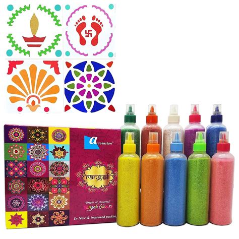 Buy ascension ? Ceramic Rangoli Kit with 10 Rangoli Powder Bottles 80g ...