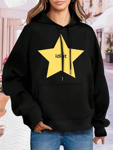 Gold Star Idiot Baka Hoodie Offensive Dumb Yet Simple | SHEIN USA