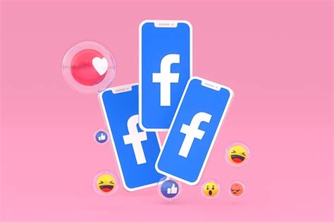 Facebook icon on screen mobile phones 3d render | Premium Photo
