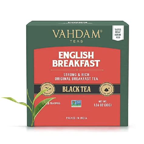 VAHDAM, English Breakfast Black Tea Bags (15 Count) High Caffeine ...